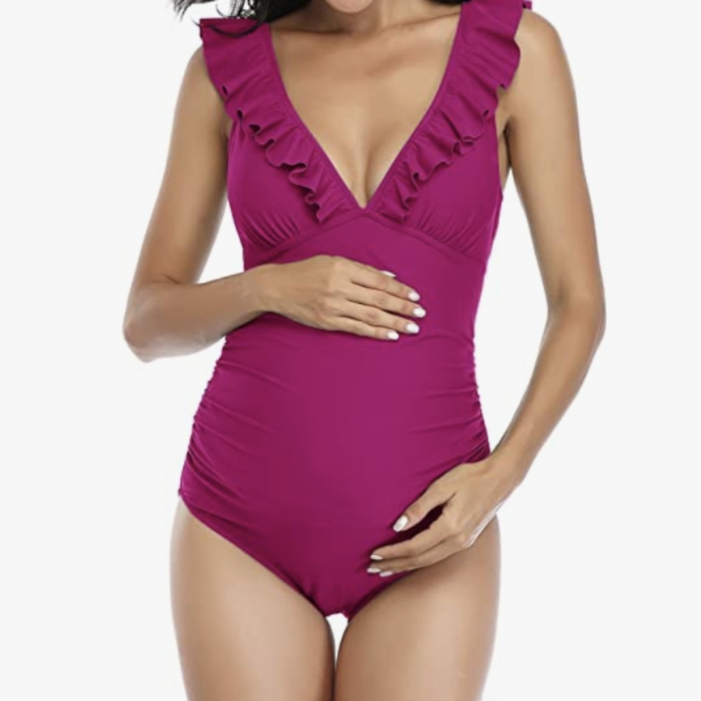 Fuschia maternity swimsuit